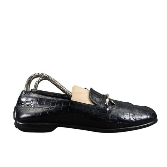 Brighton Shoes Womens 8.5 Loafers Slip On Charms Croc Embossed Leather Classic - Picture 2 of 16